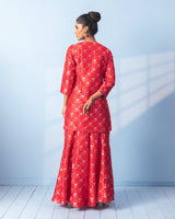 Red Banarasi Sharara Set with Organza Dupatta