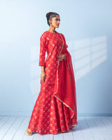 Red Banarasi Sharara Set with Organza Dupatta