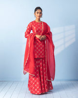 Red Banarasi Sharara Set with Organza Dupatta