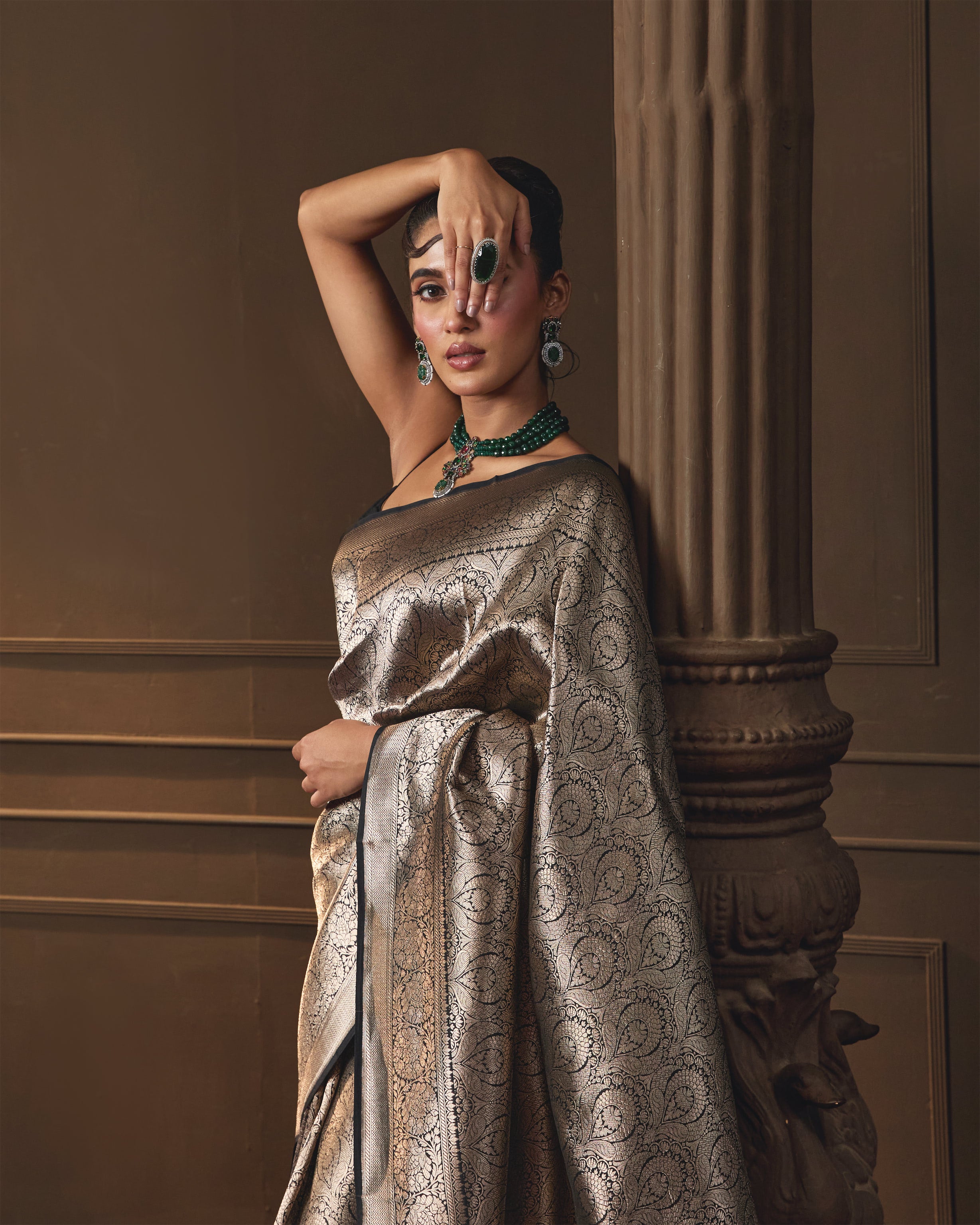 Black Jaal Brocade Saree