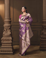 Purple Banarasi Kadua Saree with Meena & Running Blouse