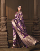 Purple Banarasi Kadua Saree with Meena & Running Blouse
