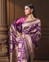 Purple Banarasi Kadua Saree with Meena & Running Blouse