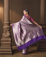 Purple Brocade Silk Saree
