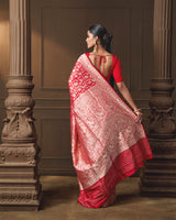 Red Banarasi Silk Shikargah Saree with Running Blouse