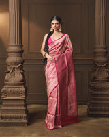 Pink Banarasi Silk Saree with Meenakari