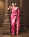 Pink Banarasi Silk Saree with Intricate Jaal Weave