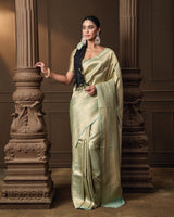 Rukmini Maitra in Sage Green Brocade Banarasi Silk Saree