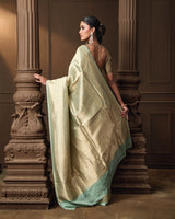 Rukmini Maitra in Sage Green Brocade Banarasi Silk Saree