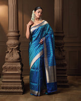 Blue Tanchoi and Zari Banarasi Silk Saree with Running Blouse
