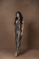 Brocade Silver Waistcoat with Barrel Pant