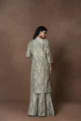 Powder Blue Silk Kurta Garara Set with Organza Duppata