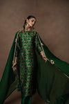 Green Banarsi Jaal Silk Kurta with Embroidered Duppatta