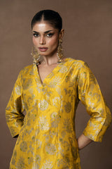 Yellow Silk Kurta Garara Set with Organza Duppata