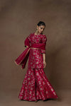 Pink Meenakari Silk Kurta Garara with Organza Duppatta