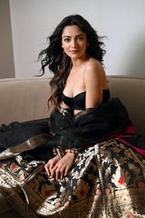 Black Banarasi Silk Lehenga Set