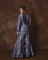 Blue Banarsi Silk Jacket and Garara Set