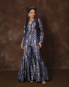 Blue Banarsi Silk Jacket and Garara Set