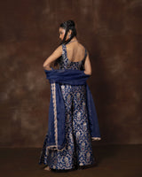 Blue Banarsi Silk Top and Garara Set