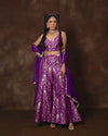 Purple Banarsi Silk Top and Garara Set