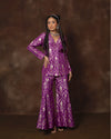 Purple Banarsi Silk Jacket and Garara Set