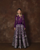 Royal Purple Banarsi Silk Lehenga with Silk Shirt