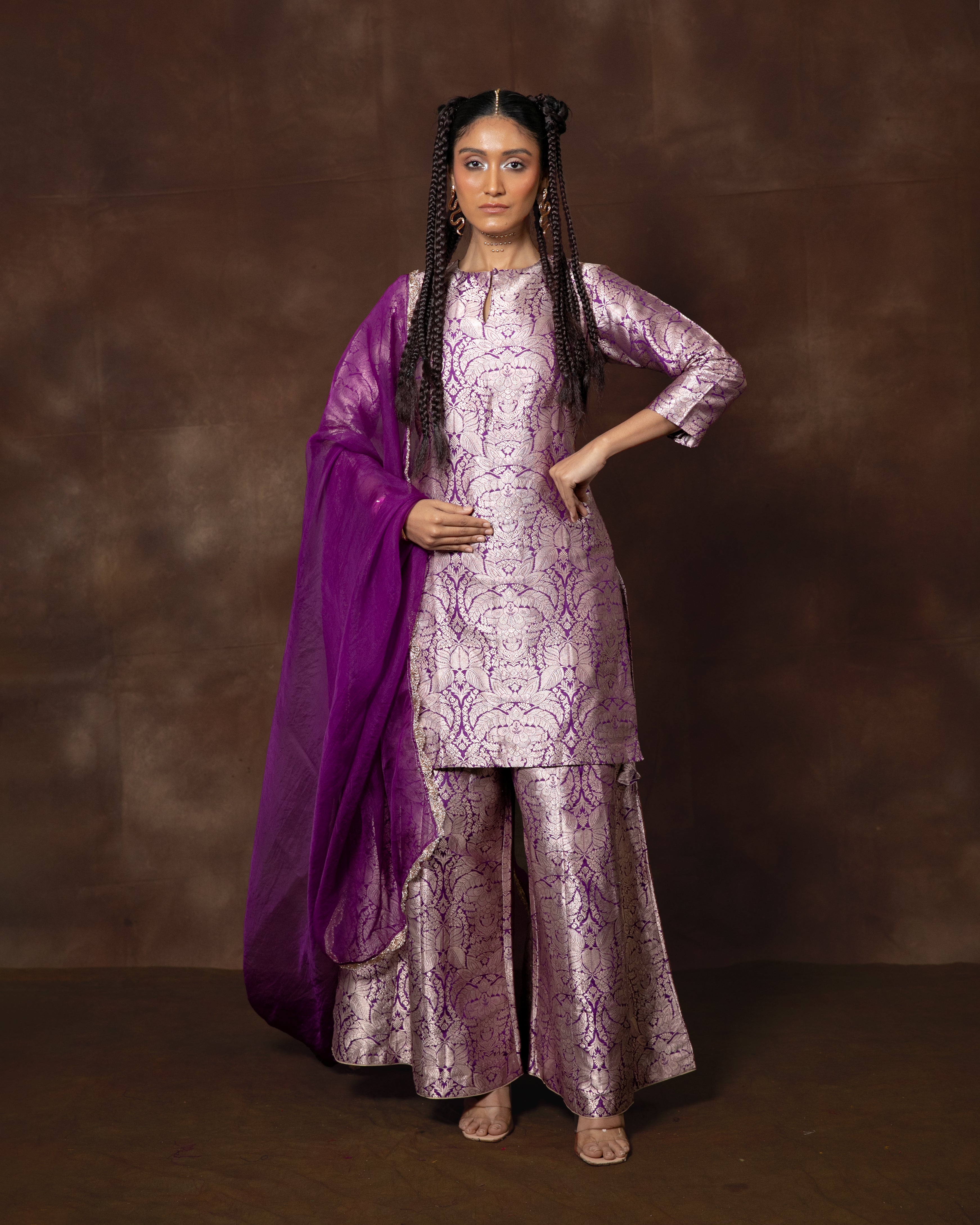 Banarasi Jaal Kurta Sharara Set