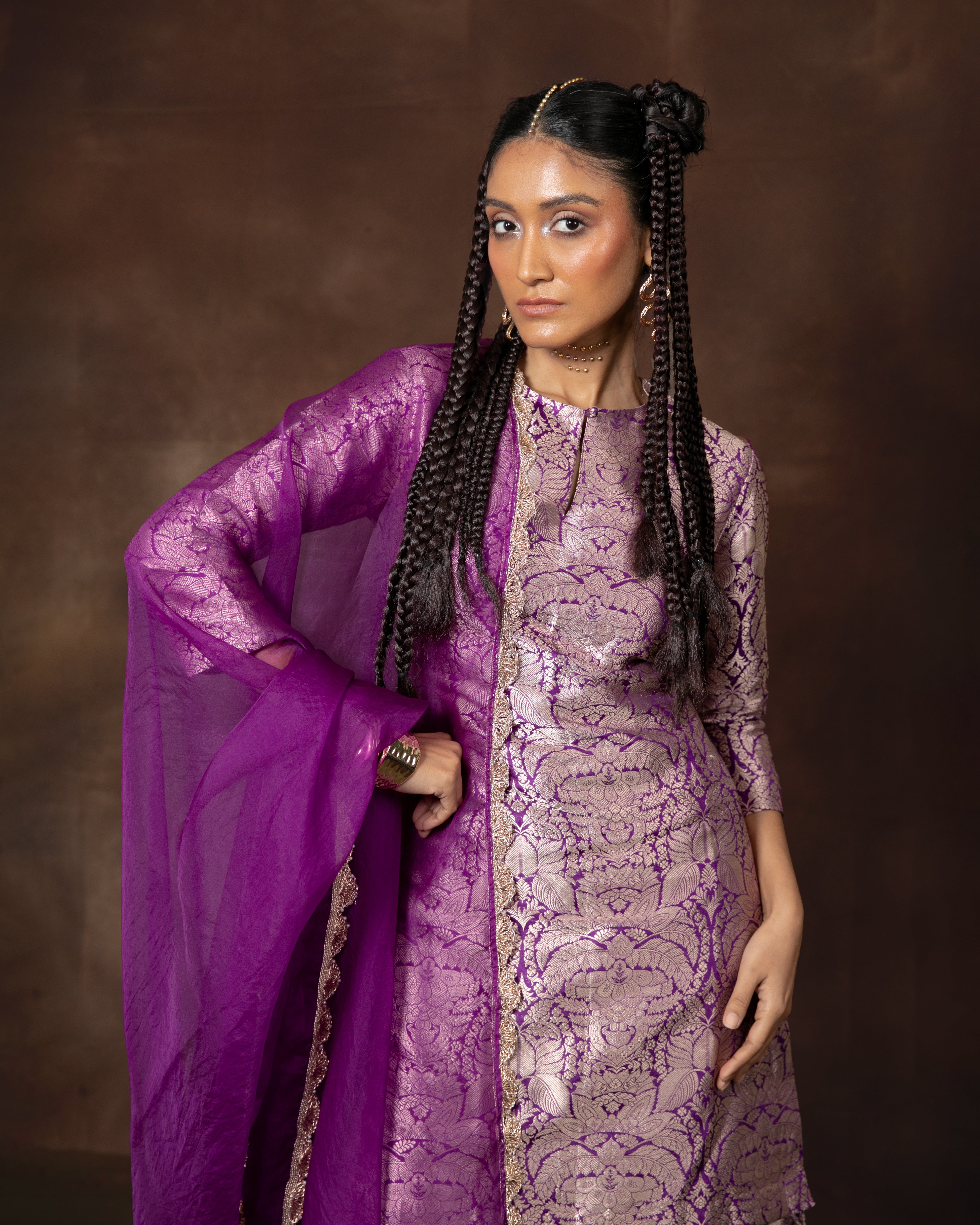 Banarasi Jaal Kurta Sharara Set