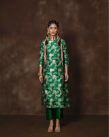 Green Jaal Banarasi Silk Kurta Set