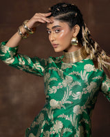 Green Jaal Banarasi Silk Kurta Set