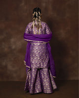 Purple Banarasi Silk Kurta Garara Set