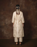Ivory & Gold Brocade Silk Kurta Set