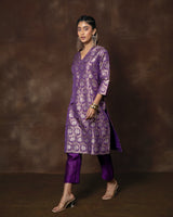 Purple Banarasi Silk Kurta Set