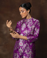Purple Banarasi Silk Kurta Set