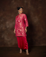 Pink Meenakari Silk Kurta with Satin Dhoti Set