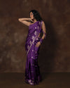 Purple Banarasi Shikargah Silk Saree with Running Blouse