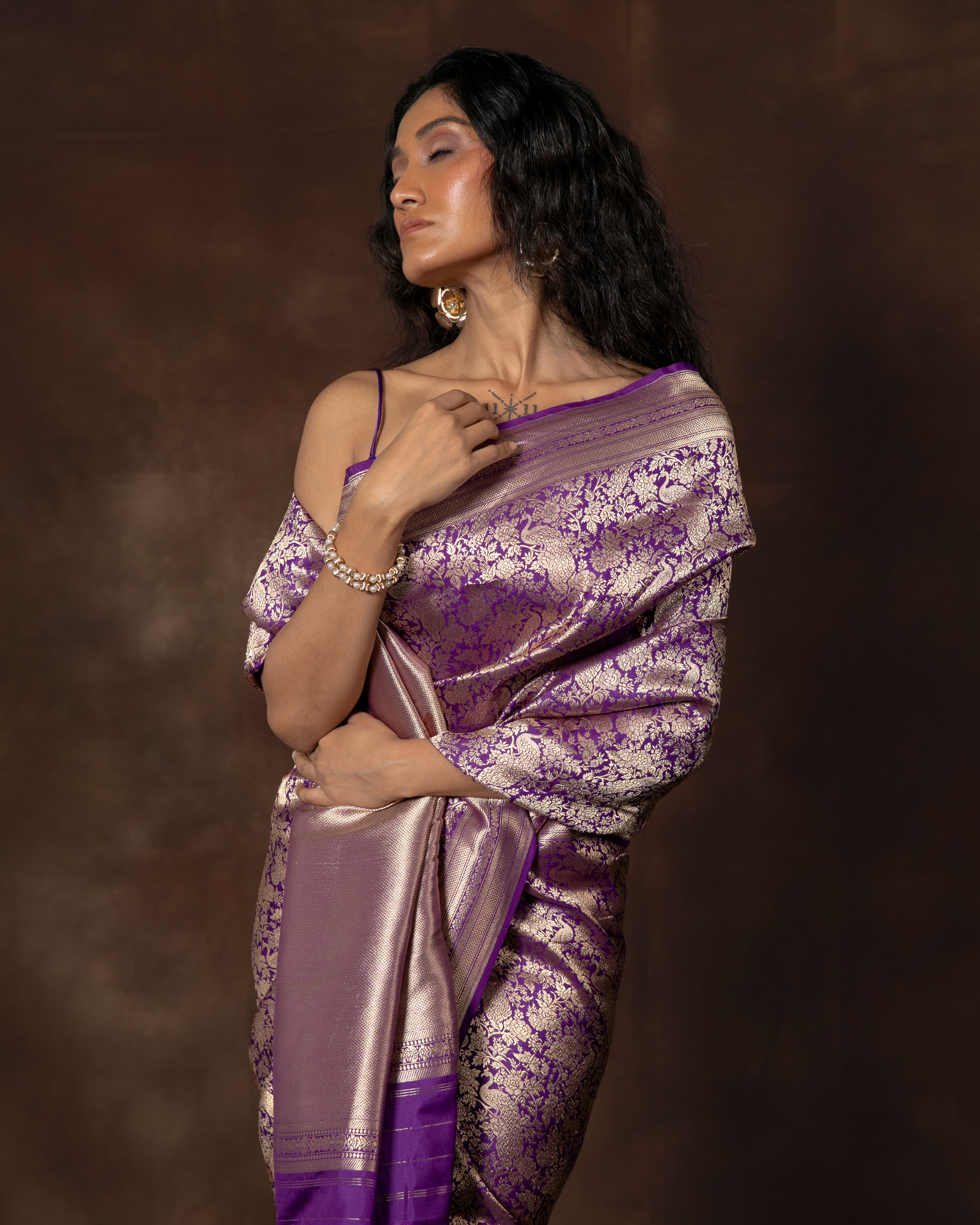 Purple Morbagh Brocade Silk Saree with Running Blouse