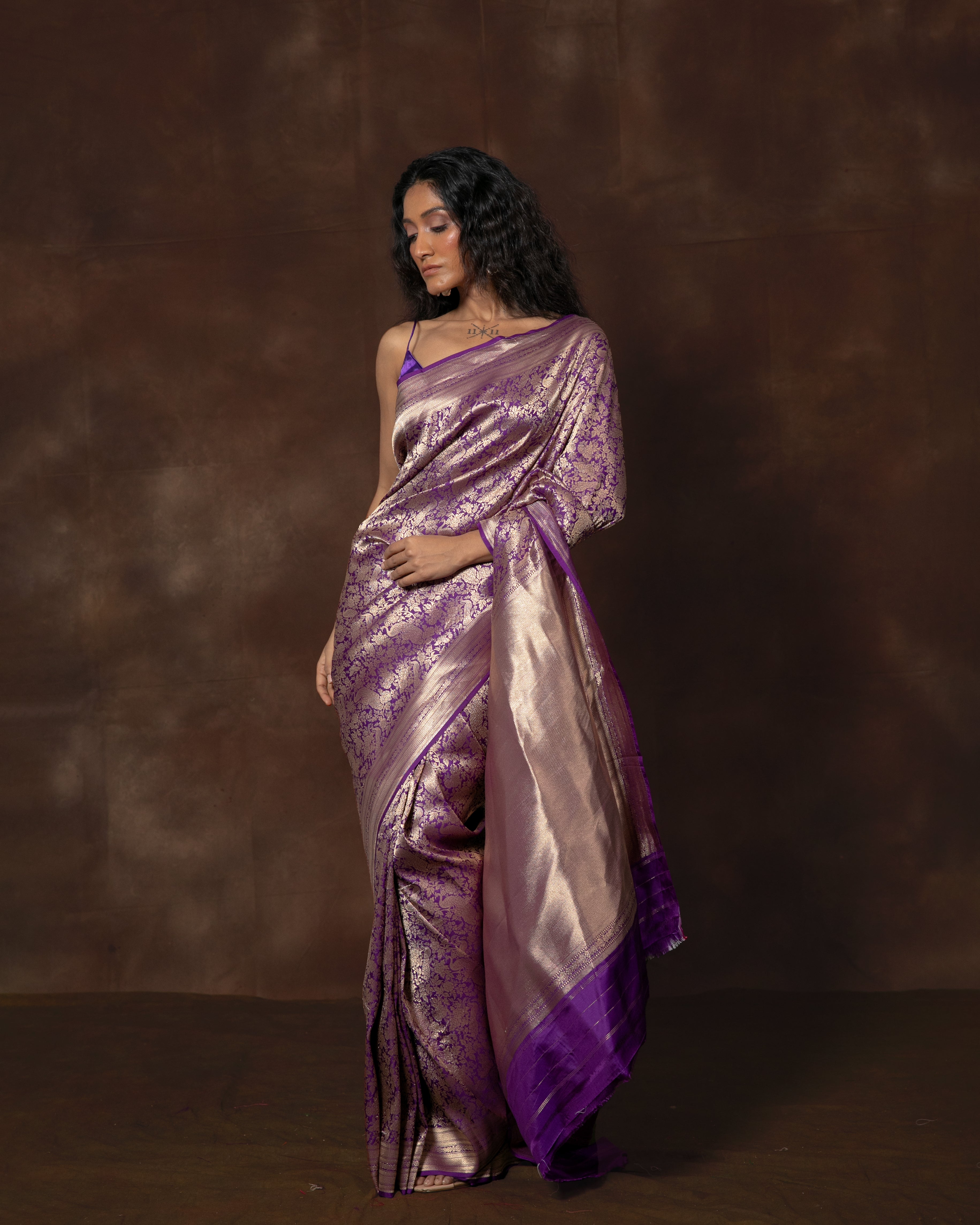 Purple Morbagh Brocade Silk Saree with Running Blouse