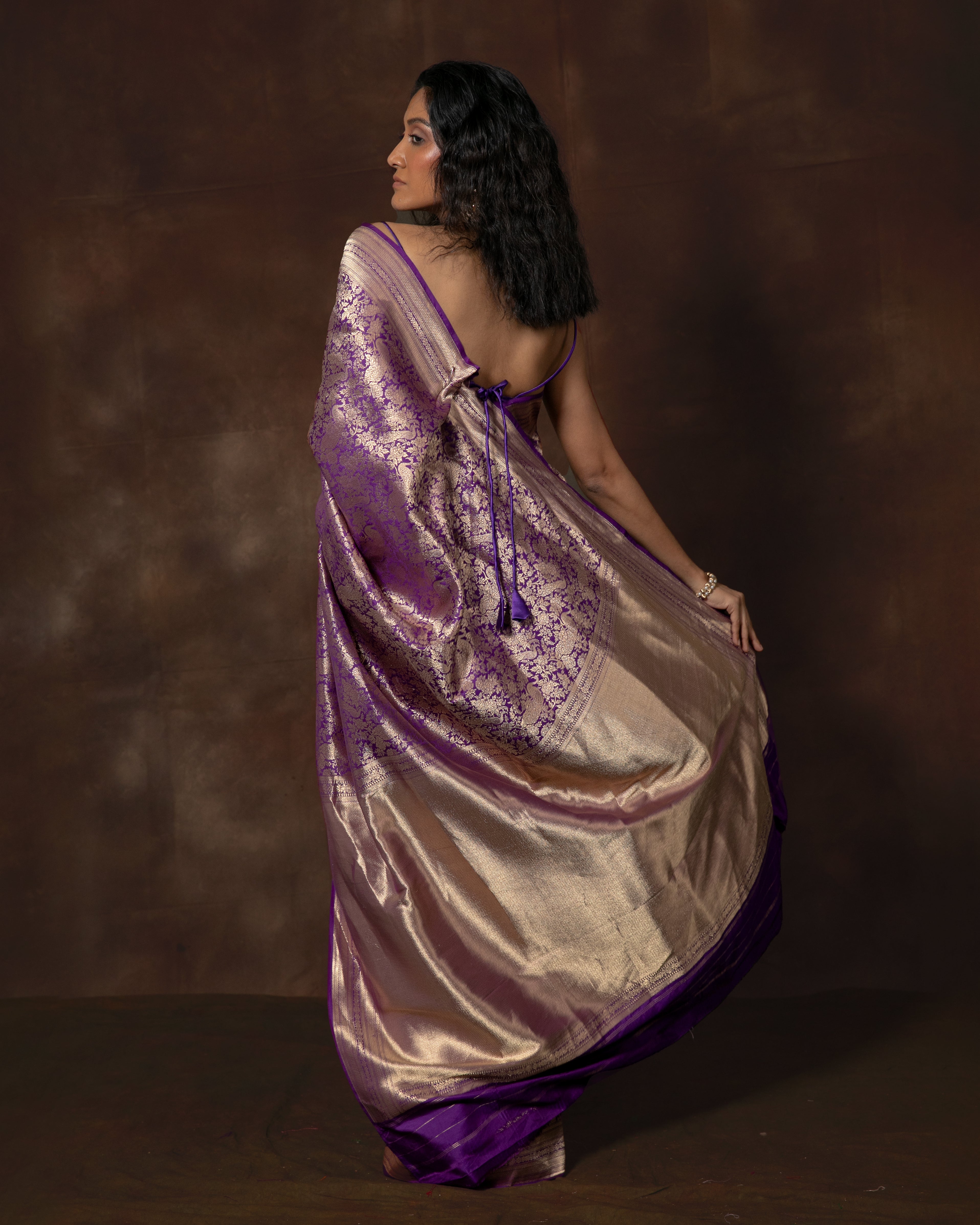 Purple Morbagh Brocade Silk Saree with Running Blouse