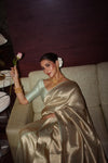 Rukmini Maitra in Sage Green Brocade Banarasi Silk Saree