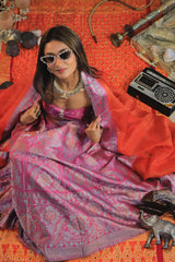 Pink Banarsi Silk Lehenga Set