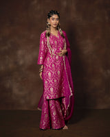 Sneha Adwani in Magenta Banarsi Silk Kurta Garara with Organza Duppatta