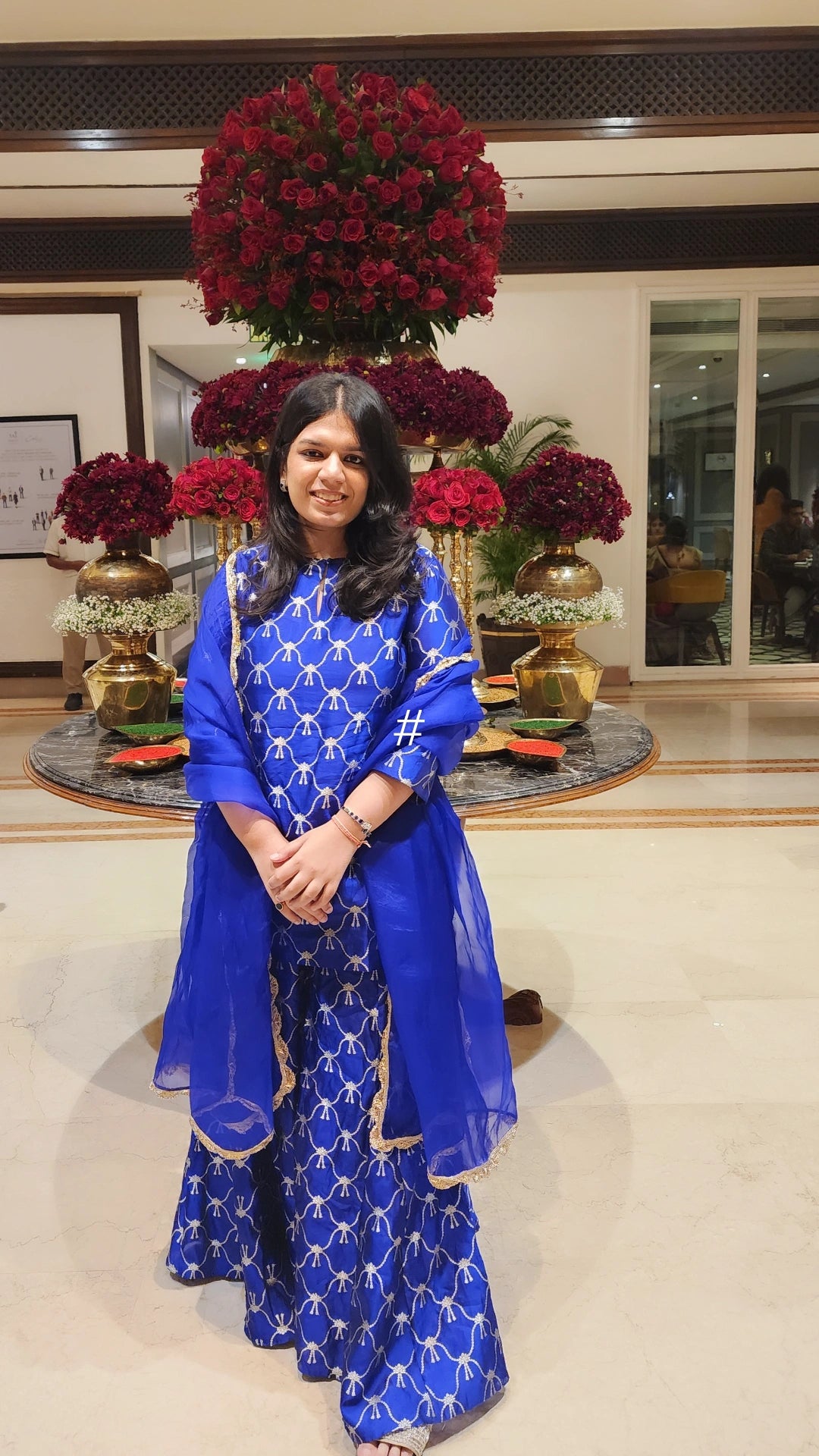 Blue Summer Silk Banarsi Kurta Sharara Set with Organza Duppatta