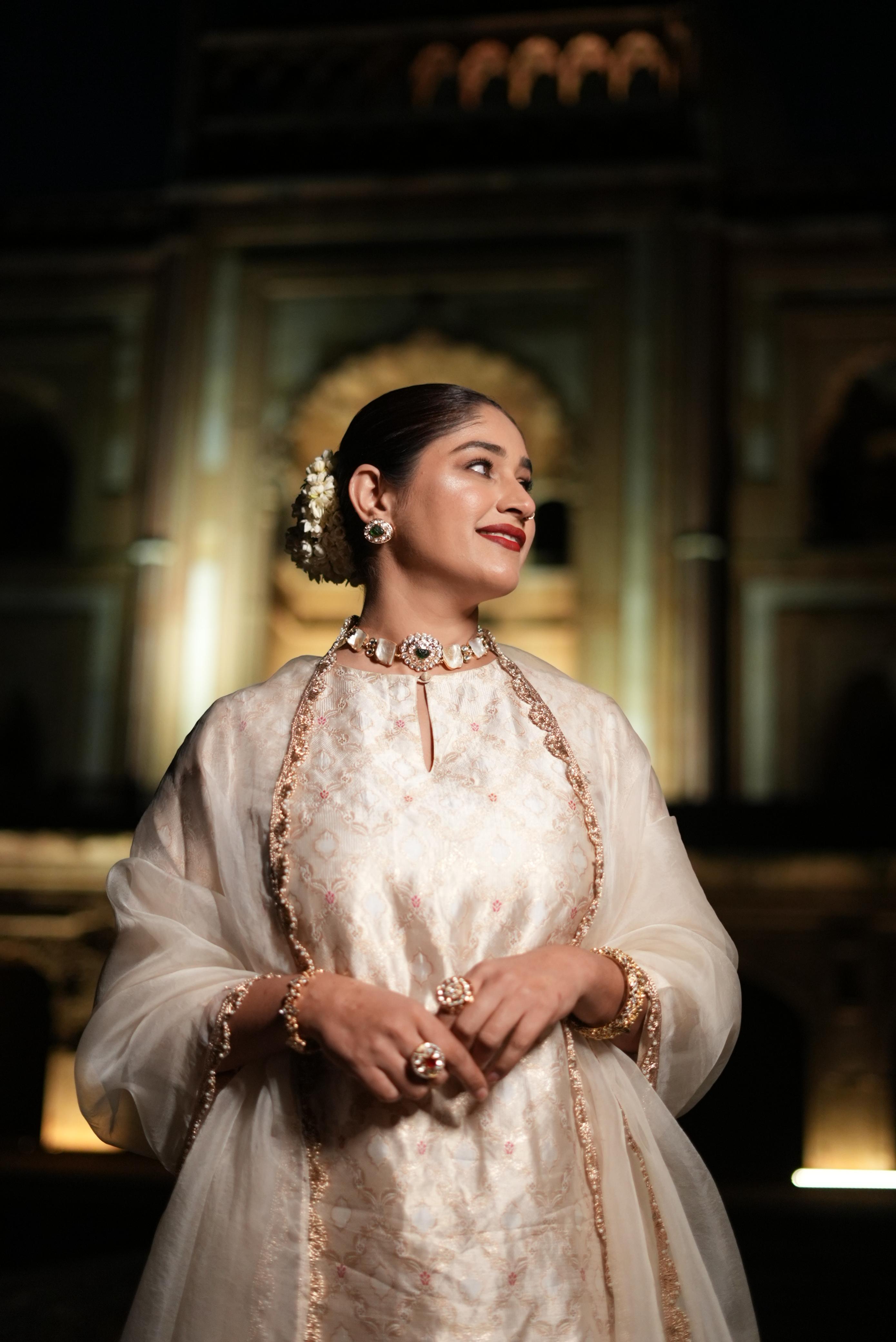 Pratibha Singh in Ivory Banarasi Summer Silk Sharara Set