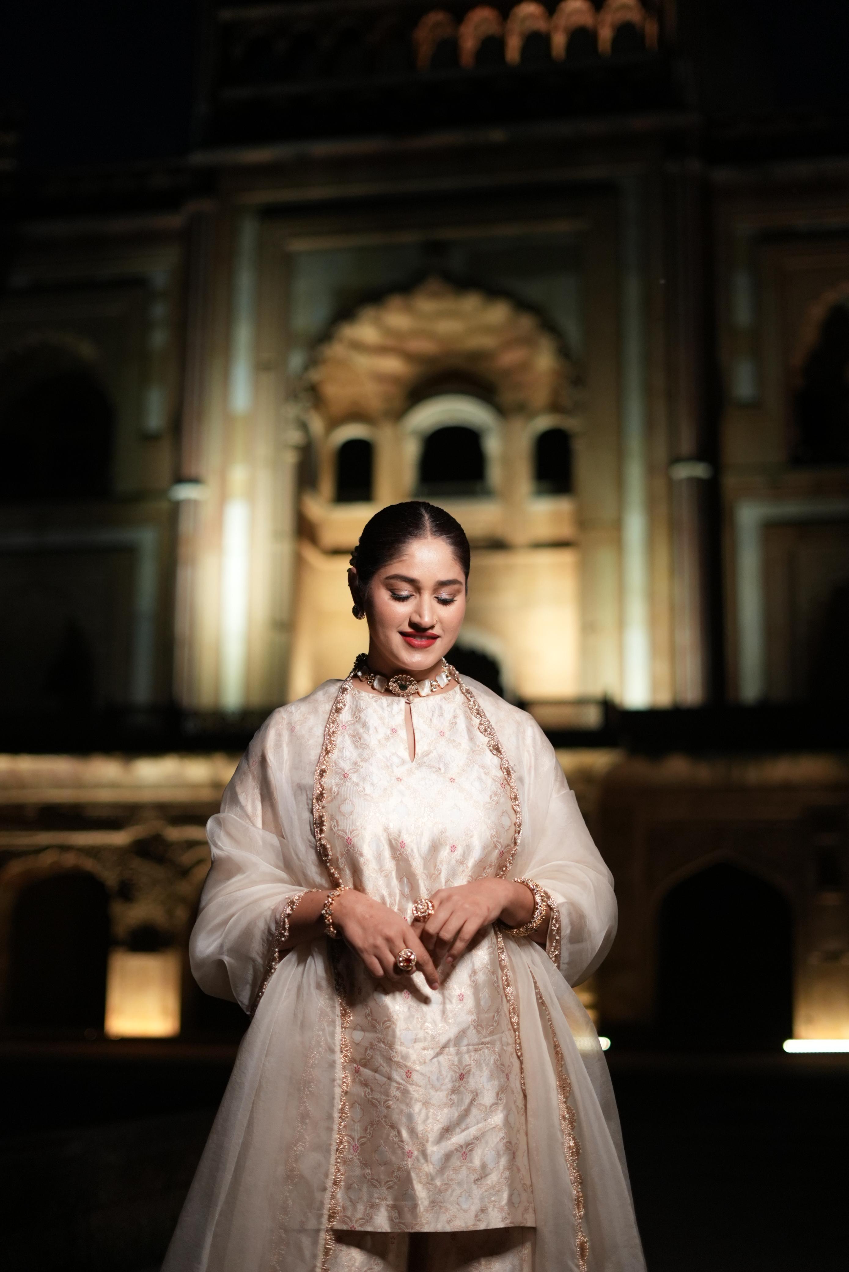 Pratibha Singh in Ivory Banarasi Summer Silk Sharara Set