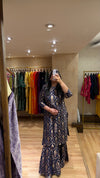 Blue Meenakari Silk Brocade Kurta Garara Set