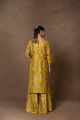 Yellow Silk Kurta Garara Set with Organza Duppata