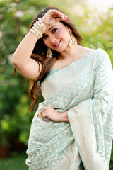 Koushani in Powder Blue Banarsi Silk Saree