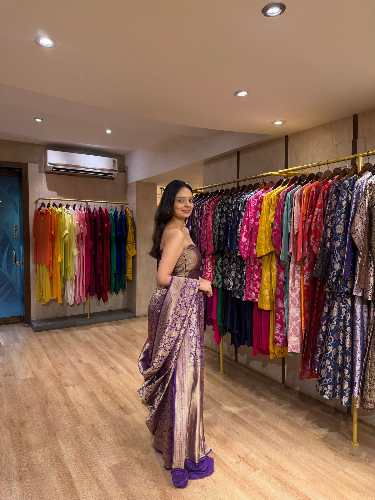 Purple Morbagh Brocade Silk Saree with Running Blouse