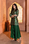 Emerald Green Kurta with Draped Pant Set